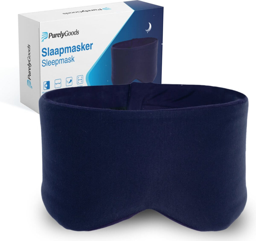 PurelyGoods katoenen slaapmasker voor gevoelige huid met ademend materiaal en verstelbare band