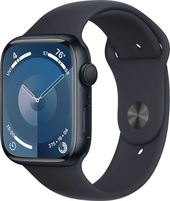 Zwarte Apple Watch Series 9 smartwatch, door ons getest als de beste slaaptracker van 2026 voor gedetailleerde slaapanalyse.